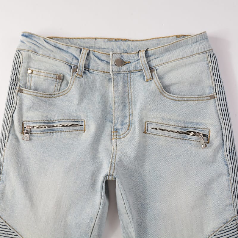 Clear Double Biker Jeans