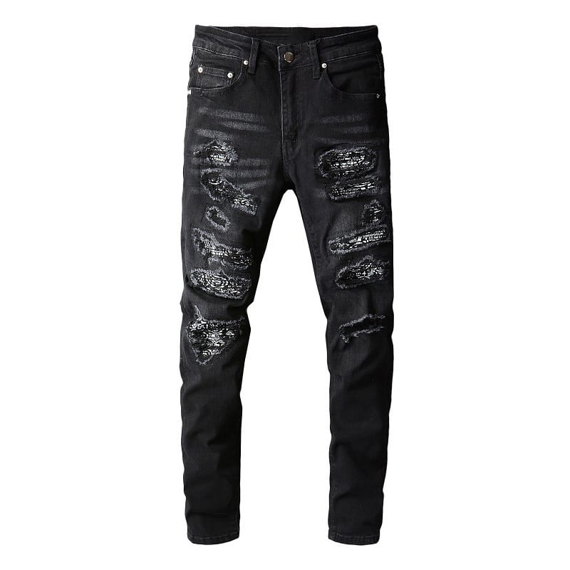 Black Destroyed Patch Jeans