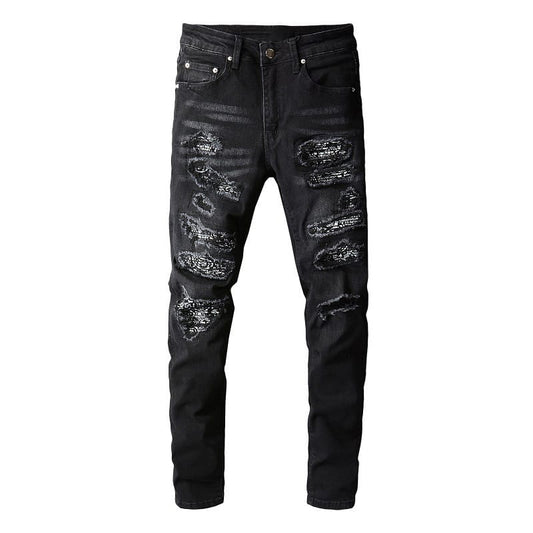 Black Destroyed Patch Jeans