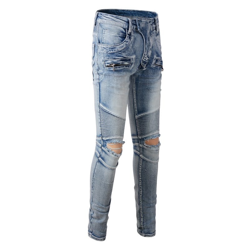 Destroyed Biker Clear Jeans