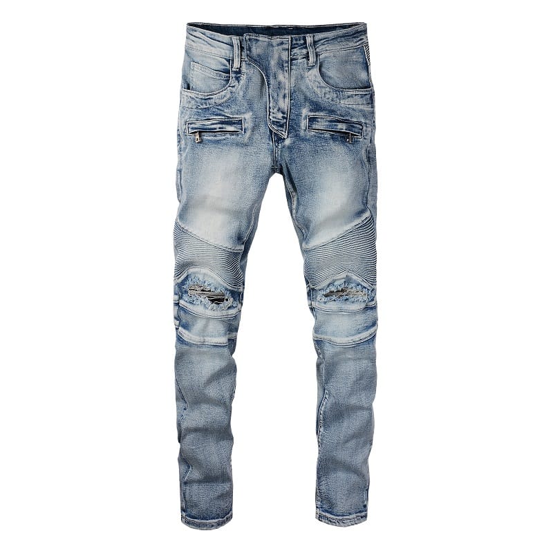 Destroyed Biker Clear Jeans