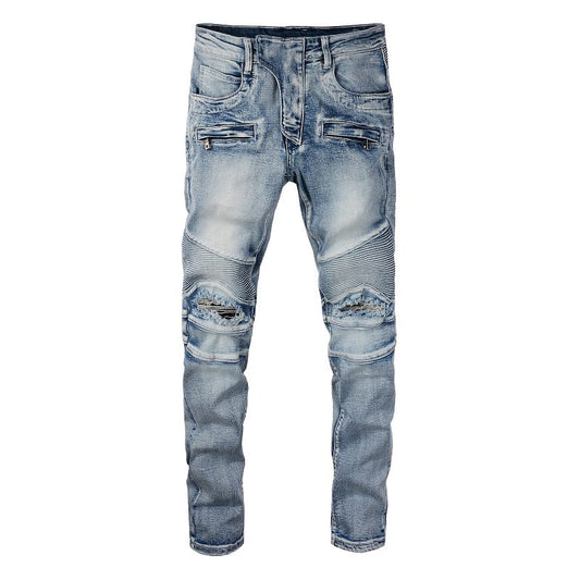 Destroyed Biker Clear Jeans