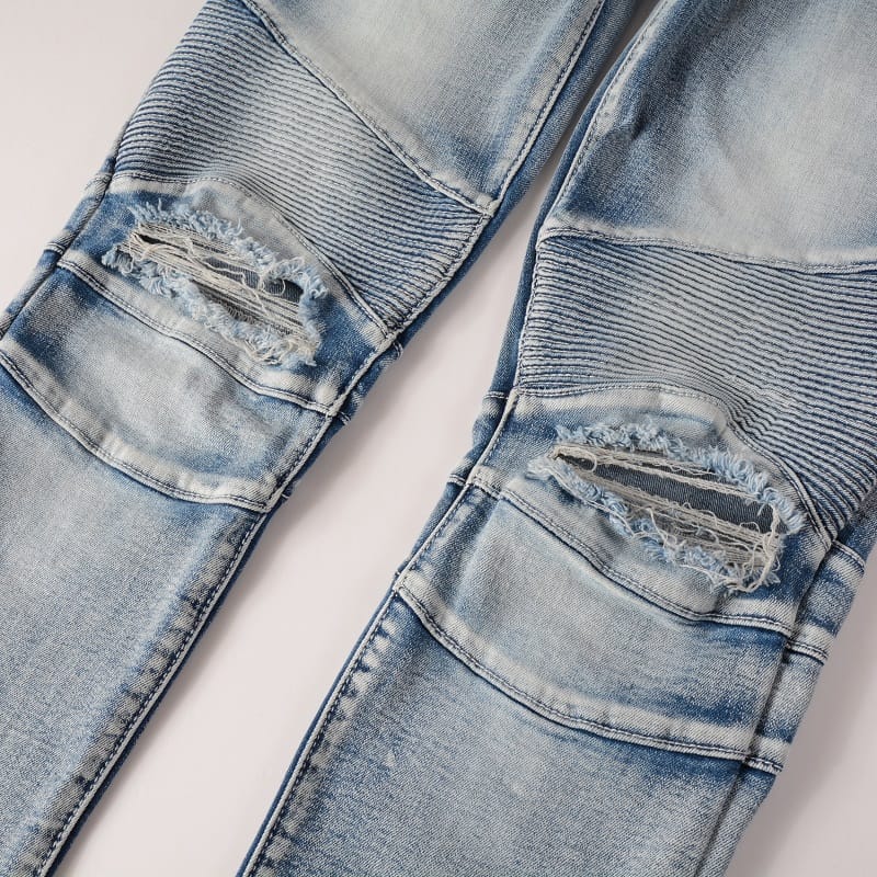 Destroyed Biker Clear Jeans