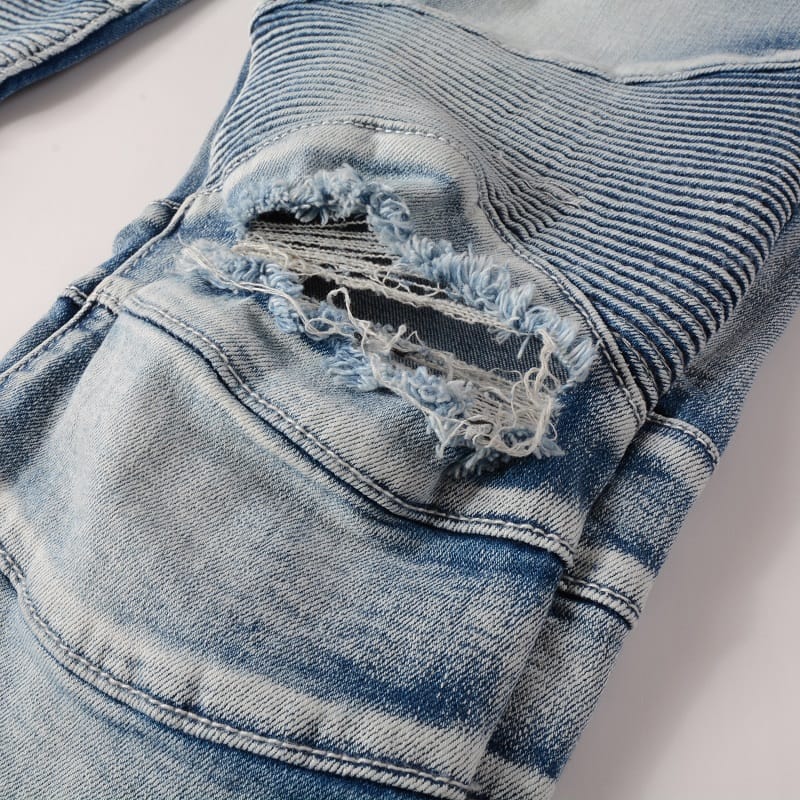 Destroyed Biker Clear Jeans