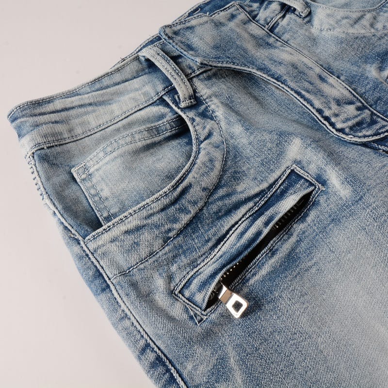 Destroyed Biker Clear Jeans