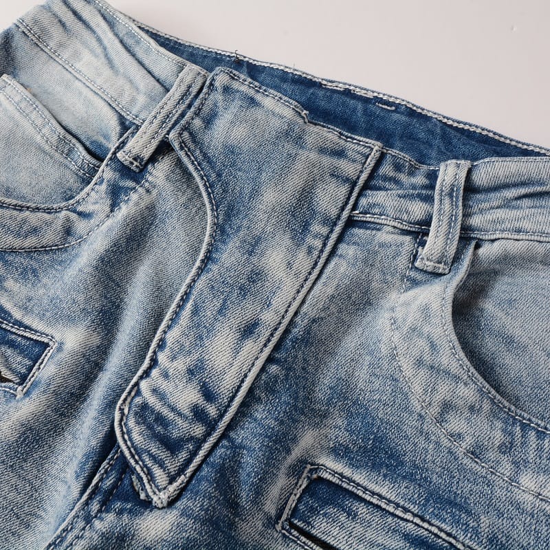 Destroyed Biker Clear Jeans