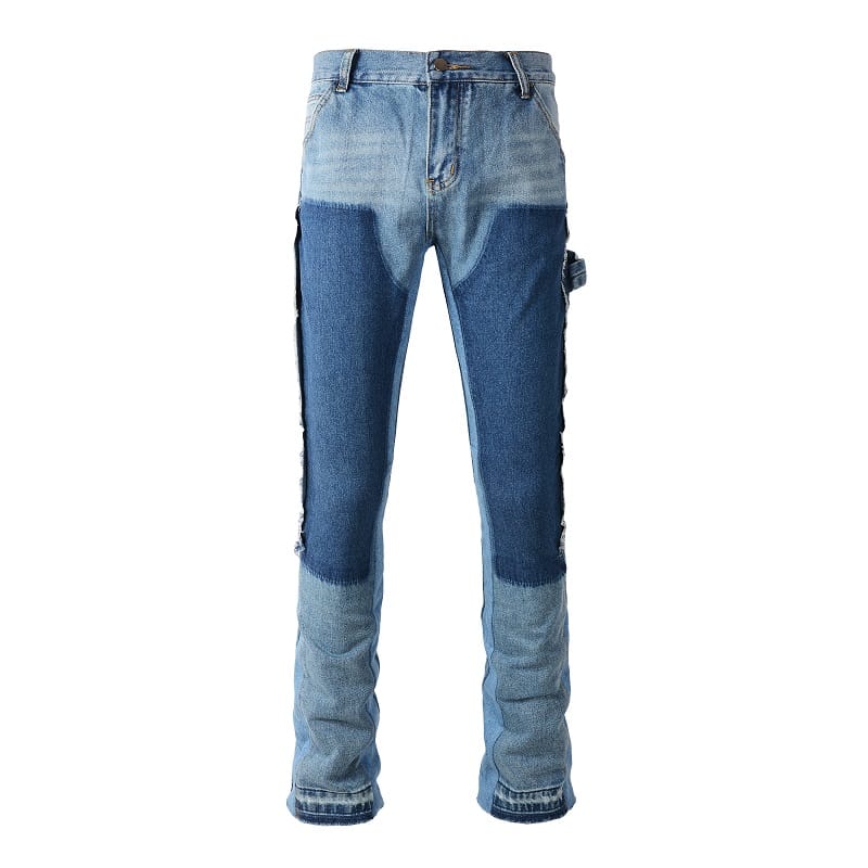 Flared Blue Contrast Jeans V2