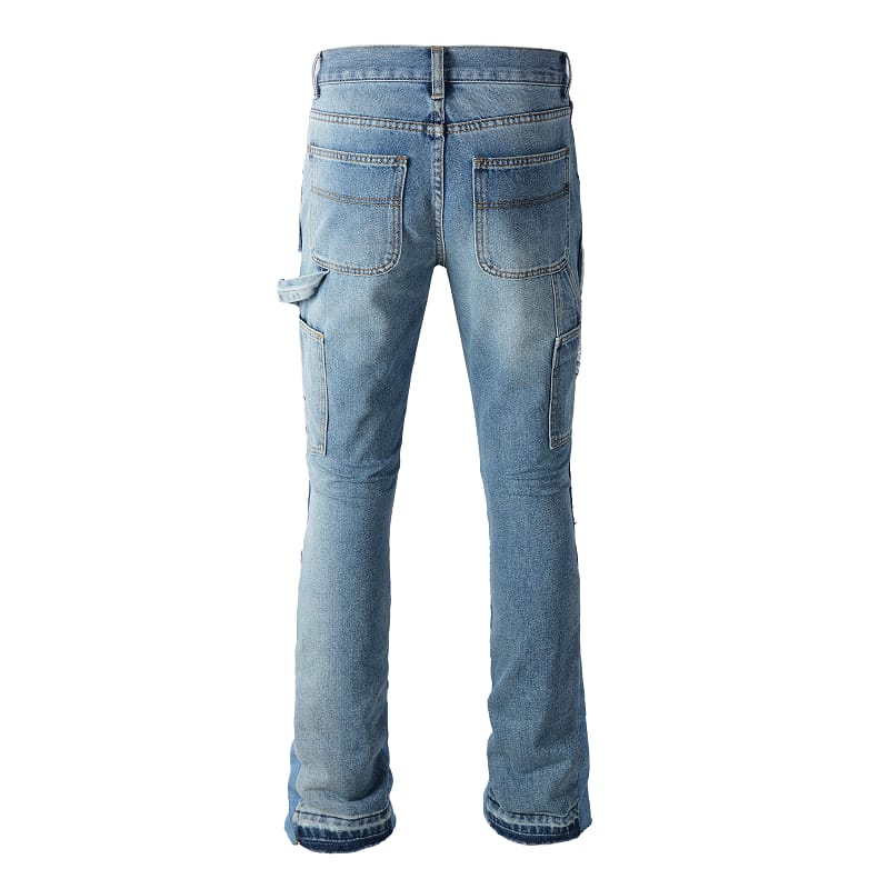 Flared Blue Contrast Jeans V2