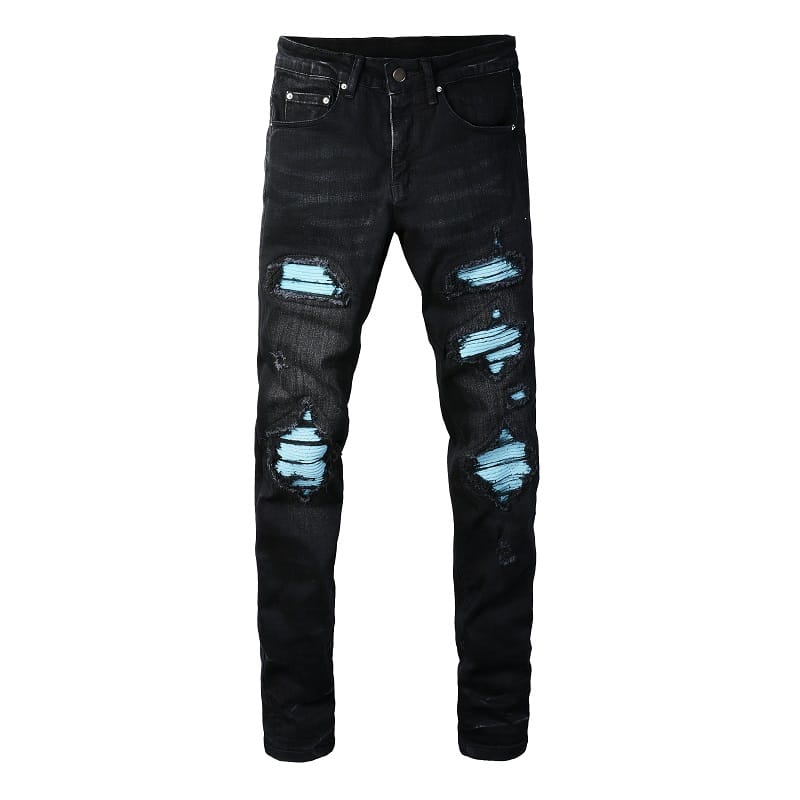 Blue Patch Black Jeans