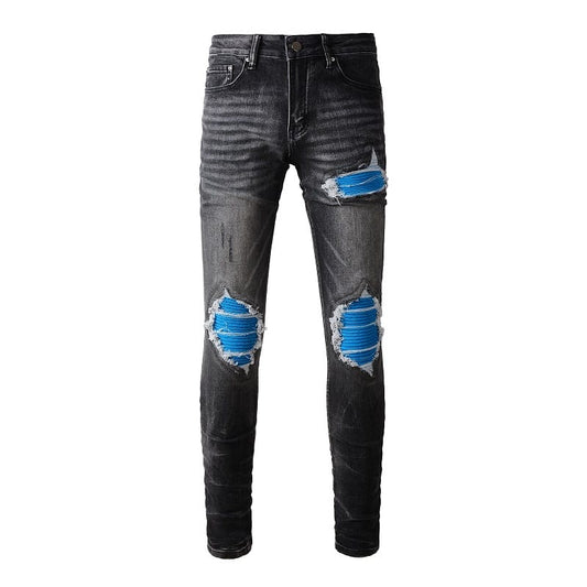 Blue Patch Dark Grey Jeans