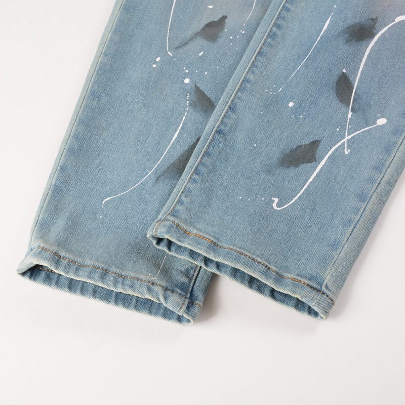 Washed Destroyed Diamond Jeans