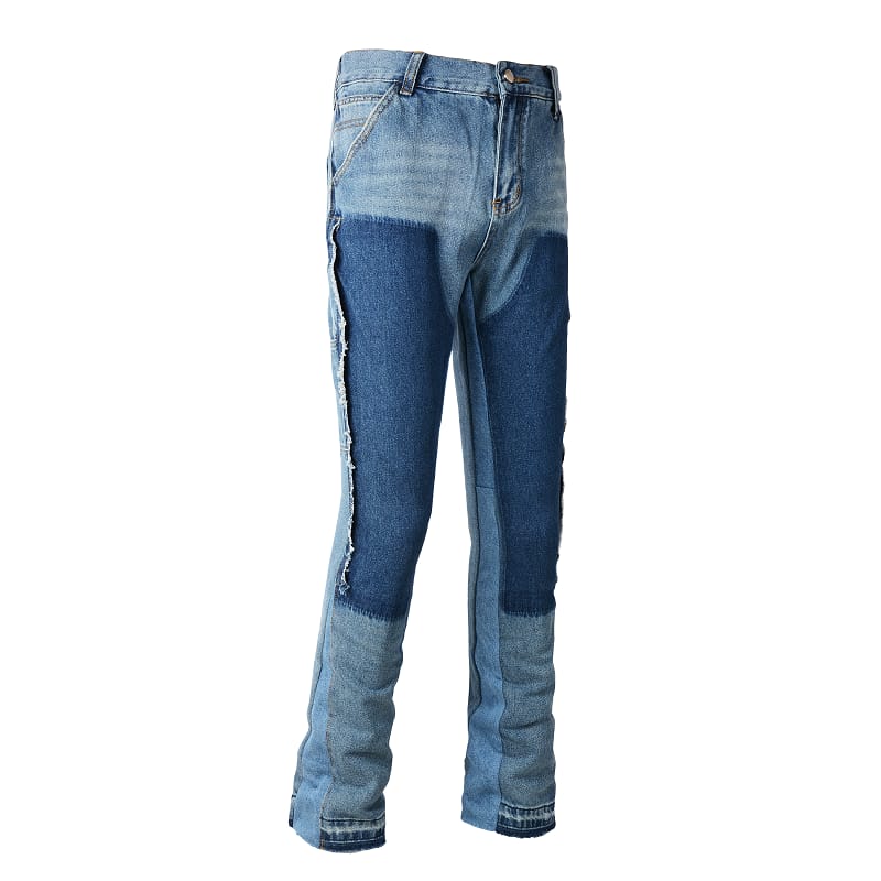 Flared Blue Contrast Jeans V2